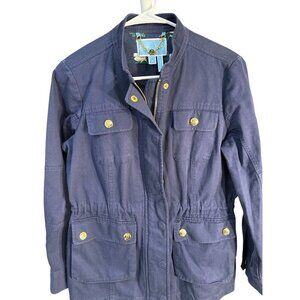 Draper James Womens Navy Utility Jacket Size S With Gold Button Accents pre-own